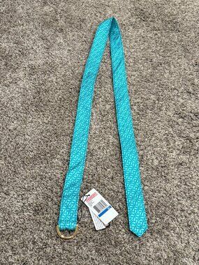 NWT Vineyard Vines D-Ring Puzzle Whale Belt in Fjord Blue Gold Ring Size XL